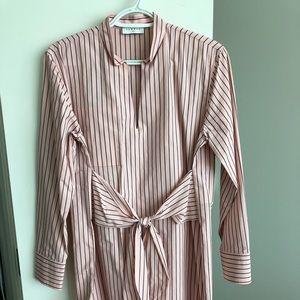 Sandro Striped Tie-front Cotton Shirt Dress